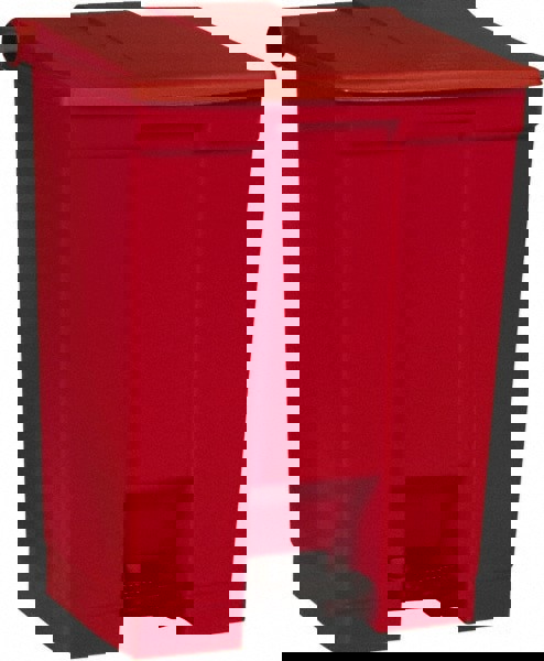 Indoor Utility Step-On Waste Container, 18 gal, Plastic, Red